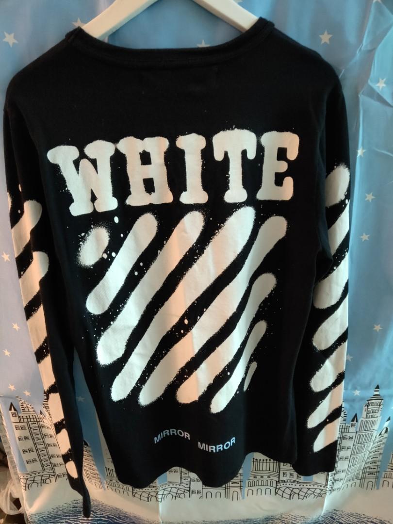 Off White L S Diagonal Spray Paint Tee Men s Fashion Tops Sets