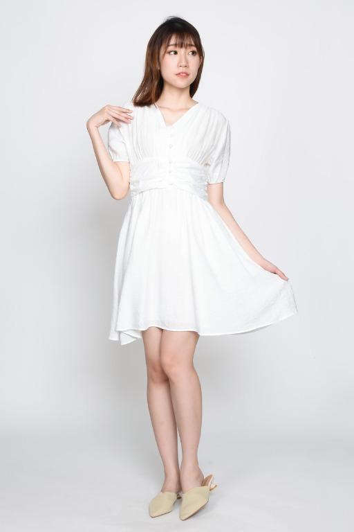 paula skater dress white