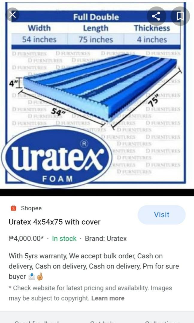 Uratex foam top 4 inches price