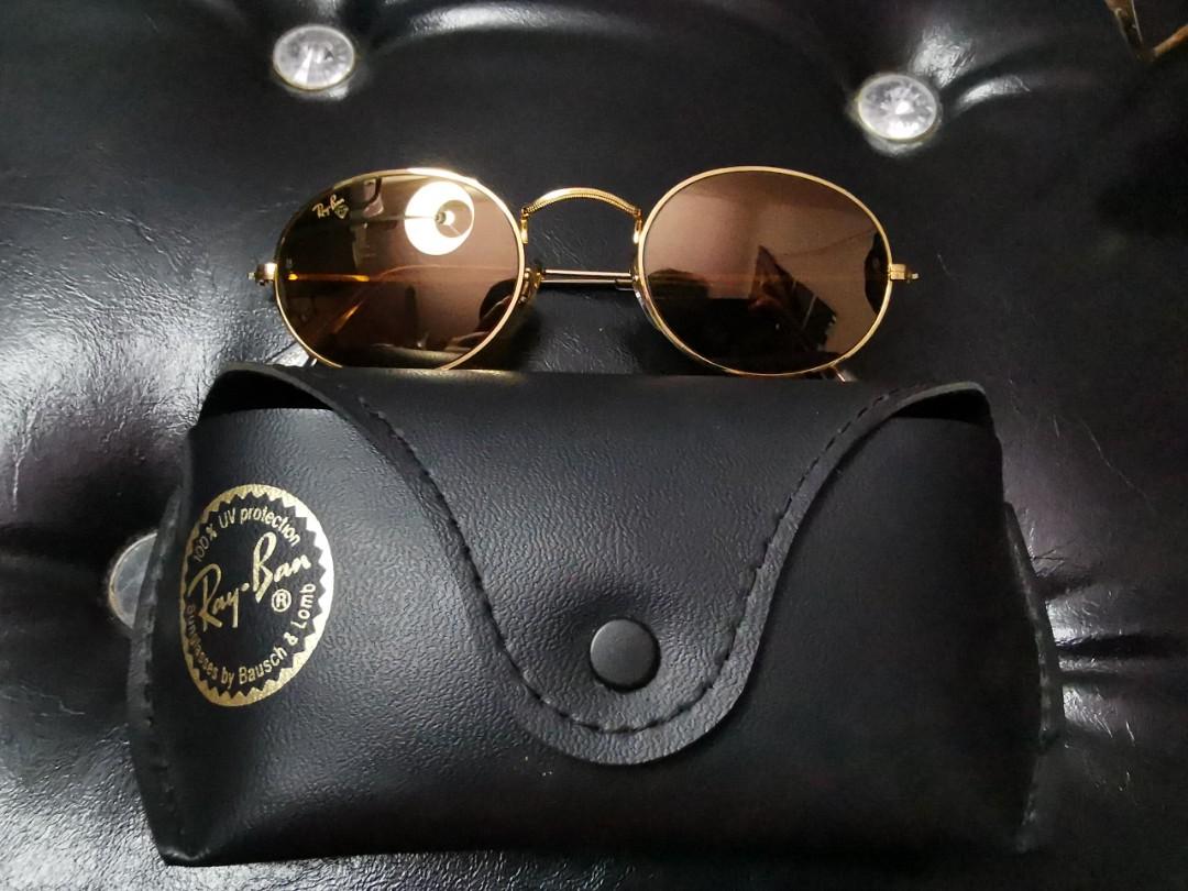 VINTAGE B L RAY BAN W1909 DIAMOND HARD 24K GOLD PLATED OVAL AVIATOR SUNGLASSES