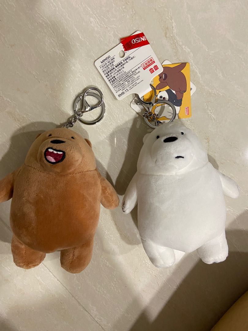 we bare bears miniso keychain ice bear grizzly, Hobbies & Toys, Toys