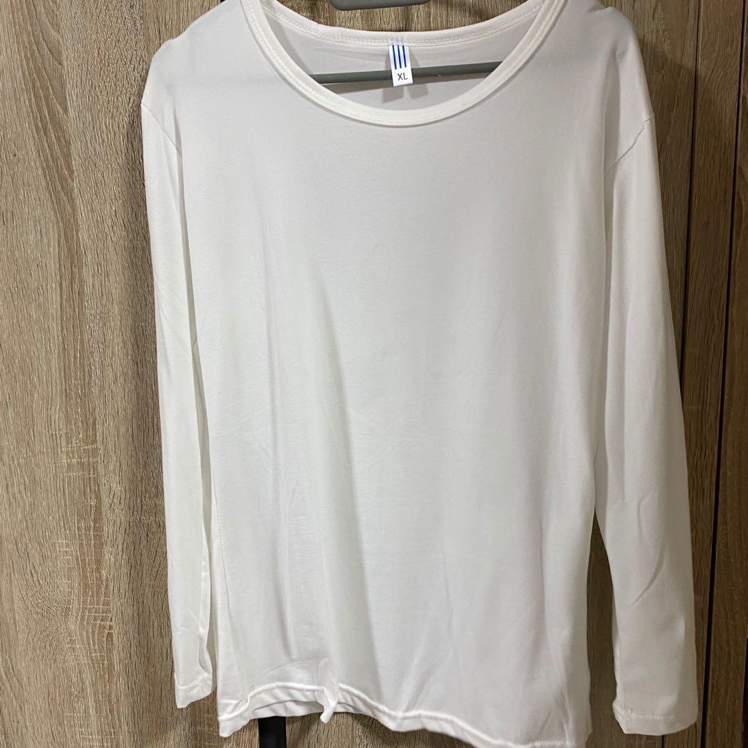 Basic White Long Sleeve Top, Men's Fashion, Tops & Sets, Formal Shirts ...