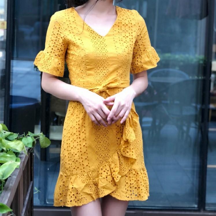 Mustard eyelet dress clearance