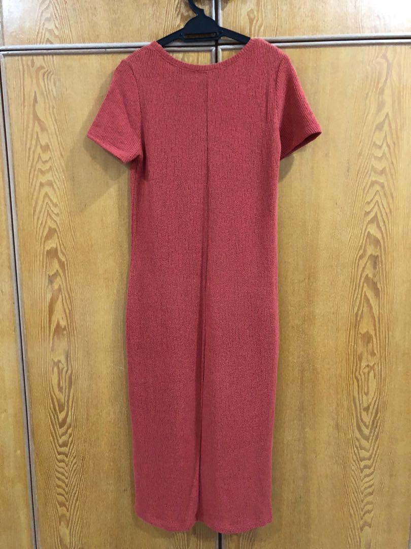 zara orange knit dress