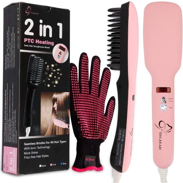 Ptc heating ionic hair straightener brush shop