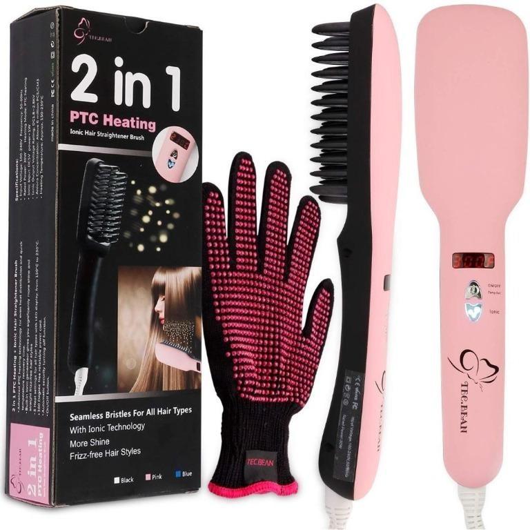Ptc heating ionic hair straightener brush best sale