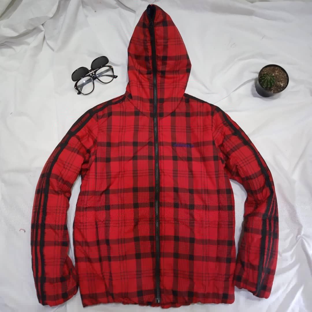 Adidas Neo Halfzip Tartan Fesyen Pria Pakaian Baju Luaran Di Carousell