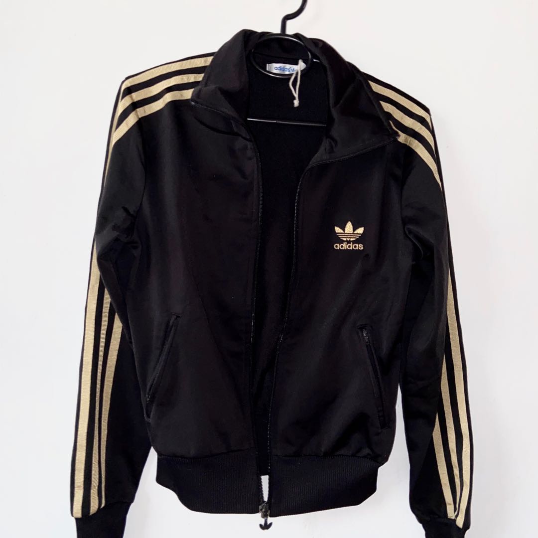 ADIDAS VINTAGE BLACK & GOLD (super sale), Fashion, Coats, Jackets and Outerwear on Carousell