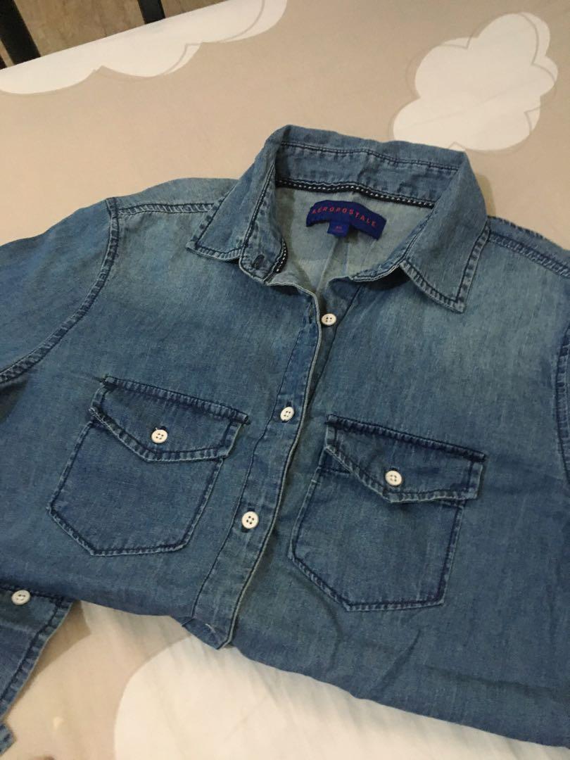 Aeropostale Denim Shirt Polo Top (Category: Shirts) located in Marikina City. Submitted by patlc (Listing ID 1026351069, Image 3). Description: Brand new, fits small frames.