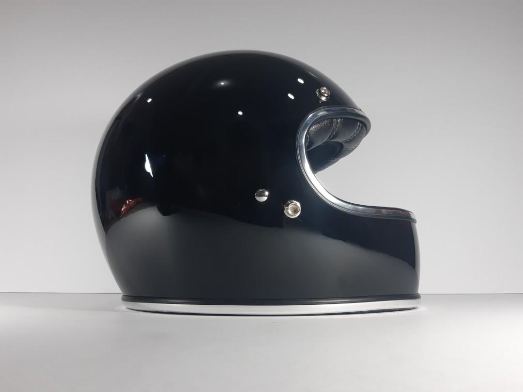 AMZ Excelor Gloss Black Vintage Fullface Helmet (XL 5961cm), Motorbikes, Motorbike Parts