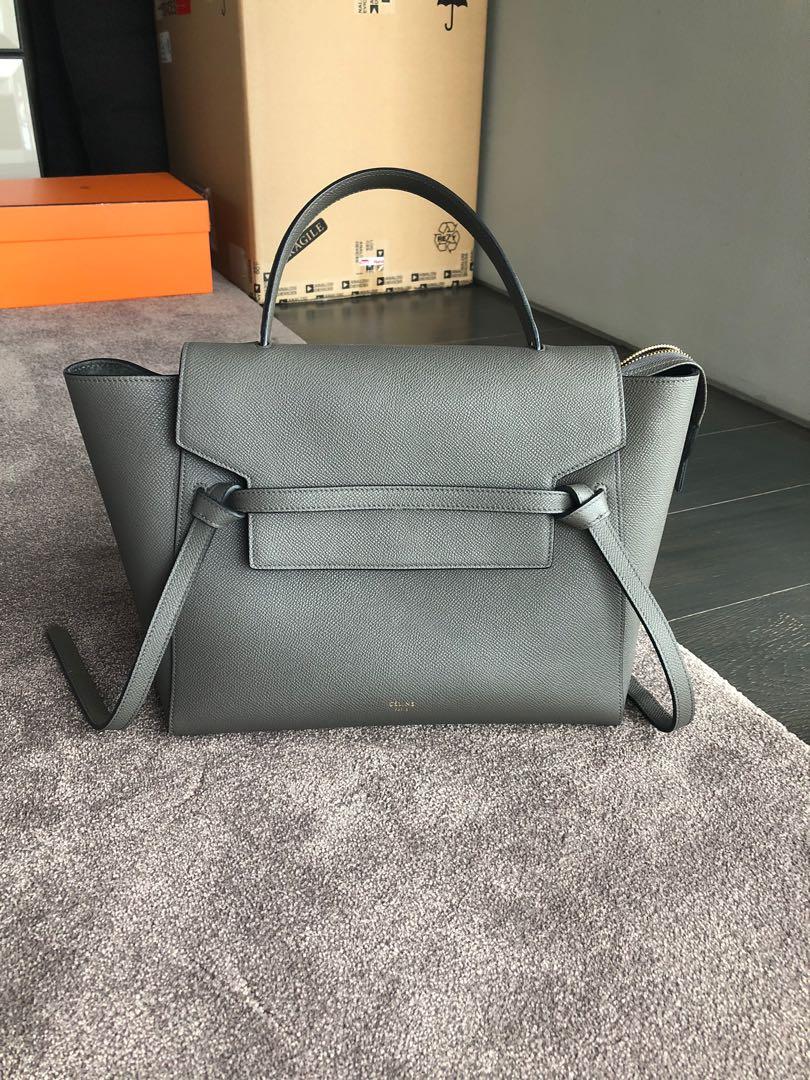 Authentic Celine Belt Bag in Grey Pebbled Leather Luxury Bags