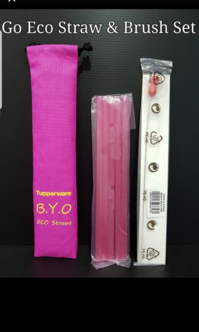 Authentic Tupperware Go Eco Straw & Brush Set, TV & Home Appliances