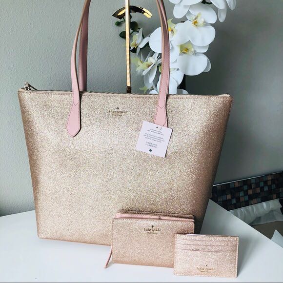 Authentic Kate Spade Glitter Tote Bag, Luxury, Bags & Wallets on Carousell