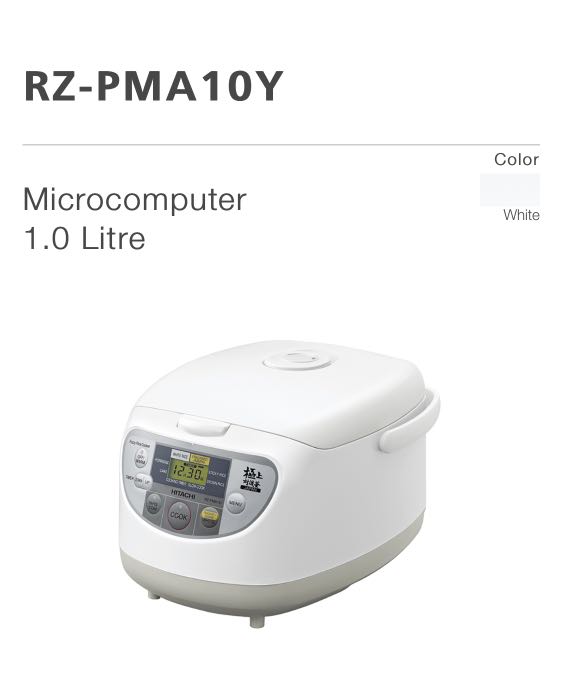 BNIB Hitachi RZPMA10Y Rice Cooker in White, TV & Home Appliances