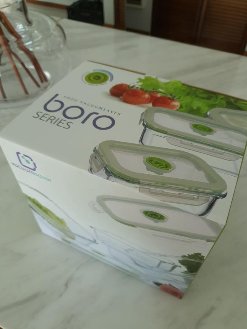 BORO Vacuum Glass Food Storage Containers, Furniture & Home Living