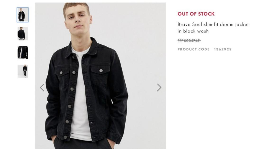 Brave Soul slim fit denim jacket in black