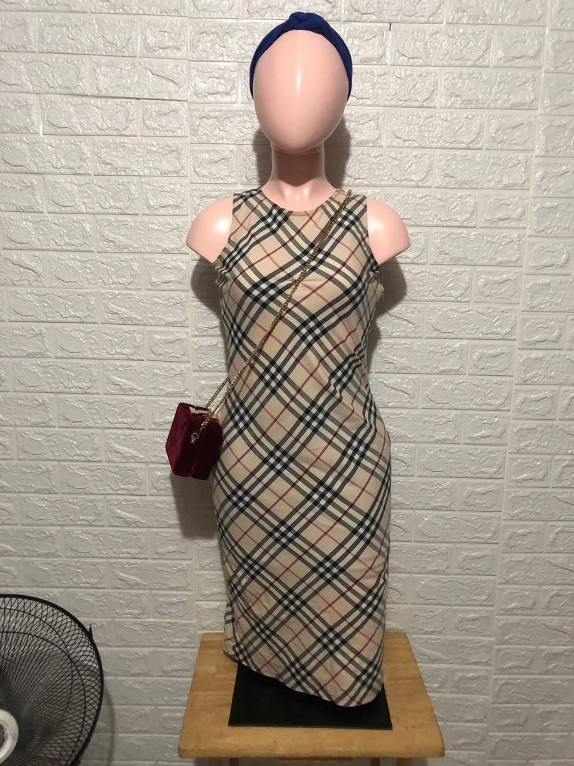 Burberry inspired bodycon dress deals