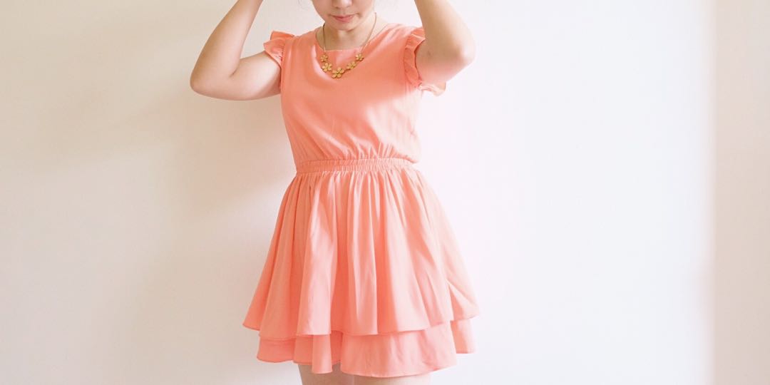 coral flowy dress