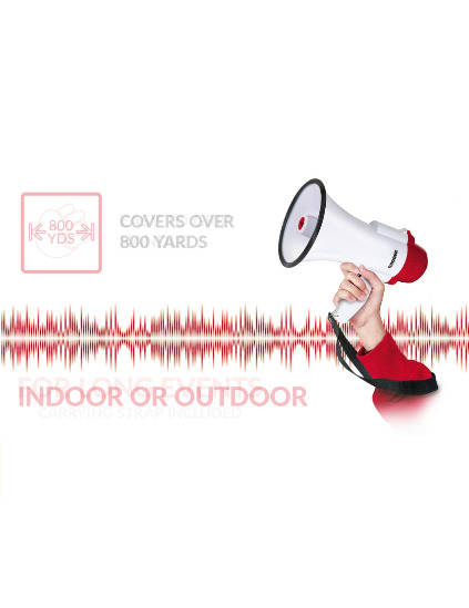 Croove Portable 30 Watt Bullhorn/Megaphone with Siren & Cheering - 800 ...