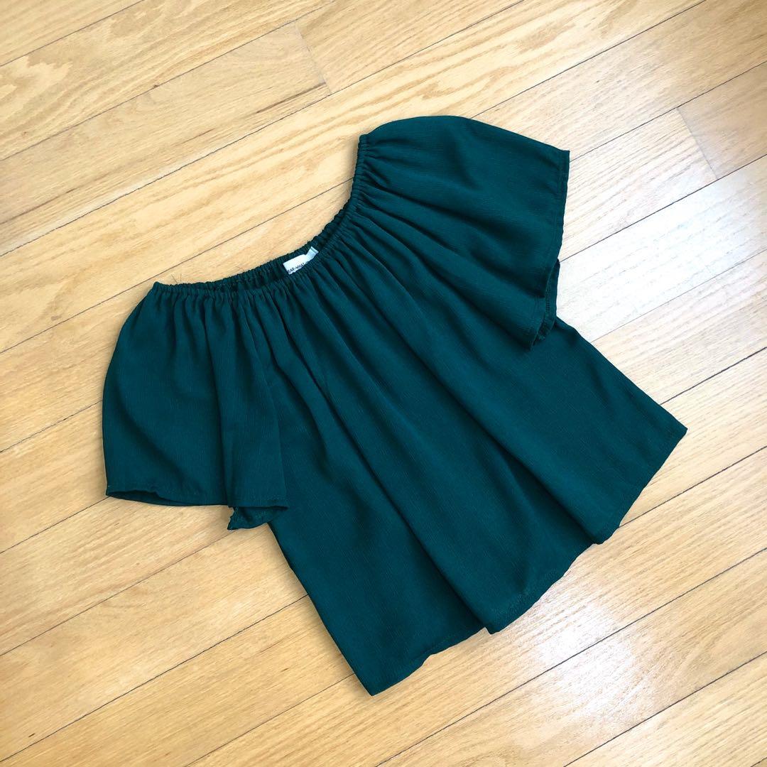 dark green bardot top