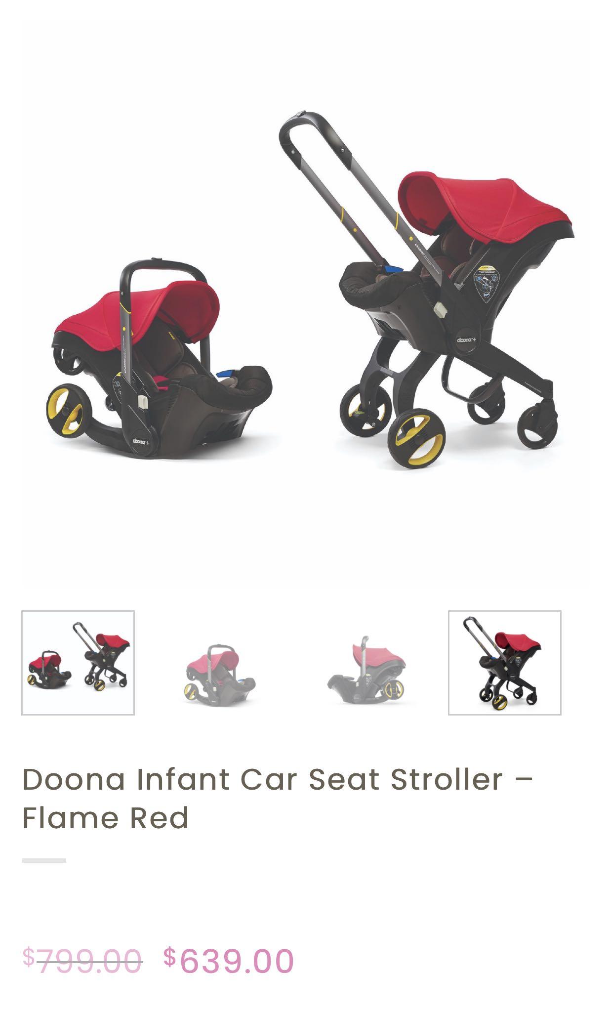 doona infant car seat stroller with base flame red