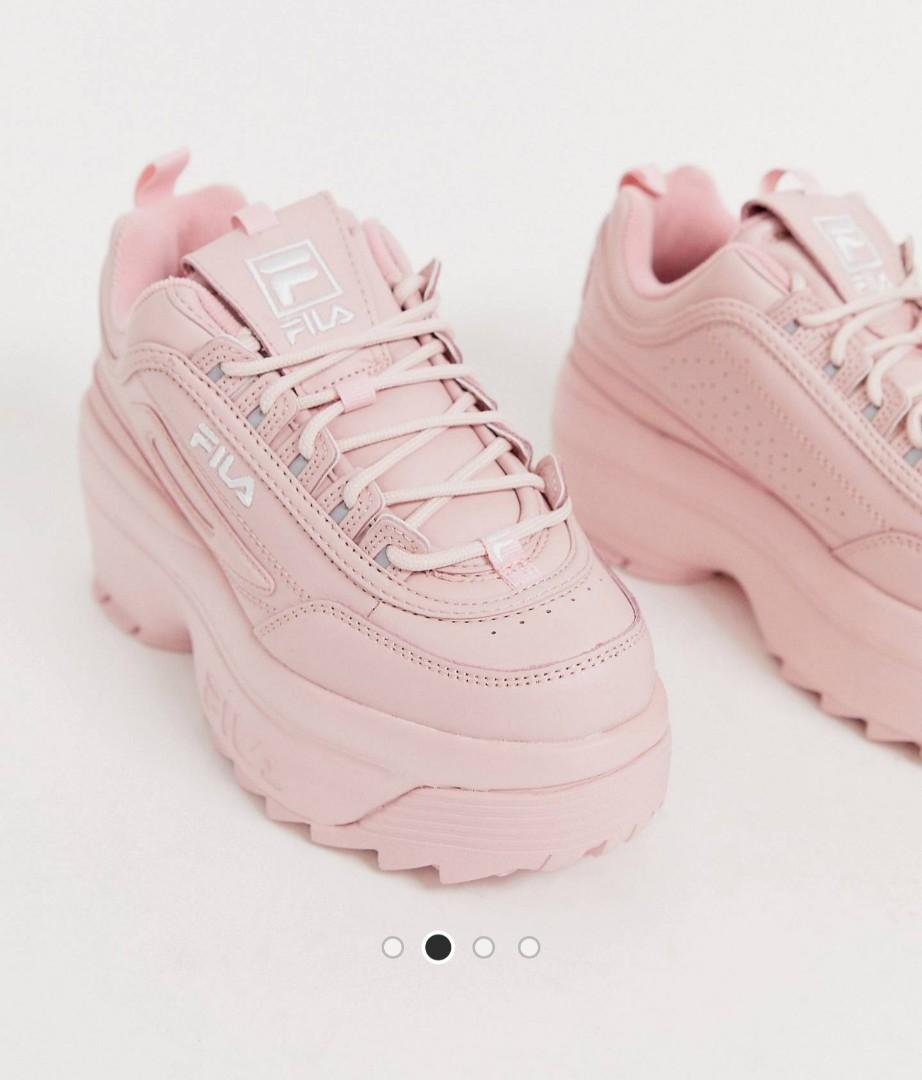 Fila Disruptor II Platform Wedge Trainers in Pink
