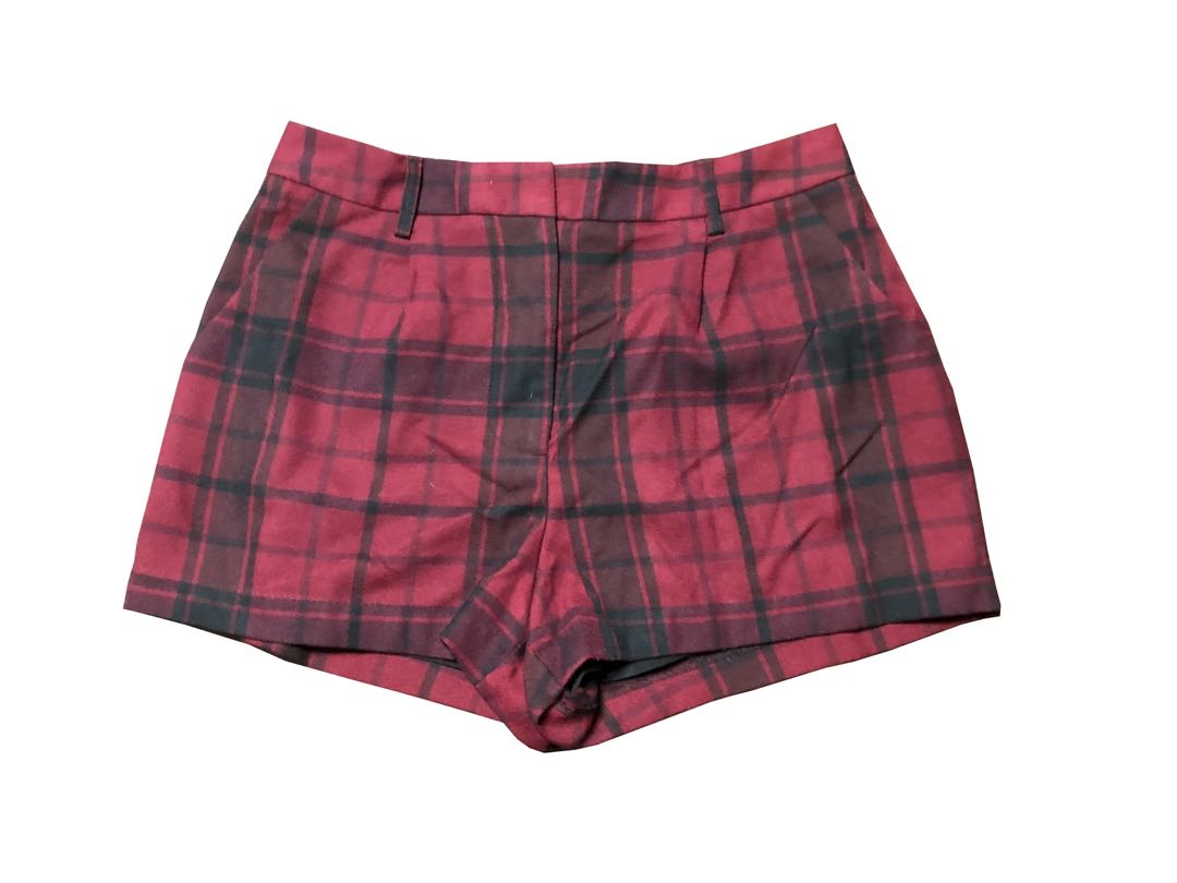 Red plaid shorts Clearance
