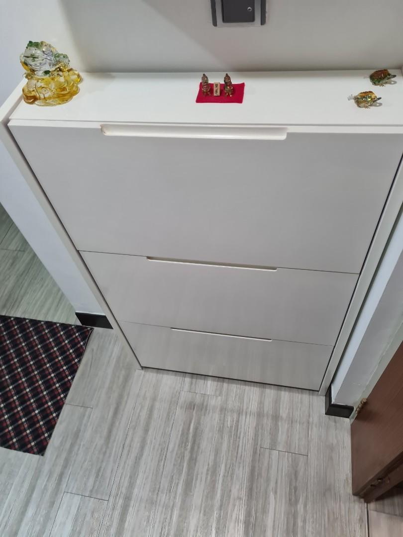 white gloss shoe cabinet on Gloss White Shoe Cabinet Furniture Shelves Drawers On Carousell