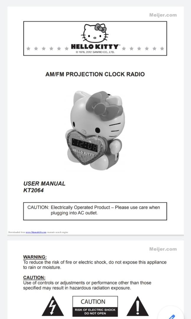 Hello Kitty KT2064 AM/FM projection clock radio, Audio, Portable Music