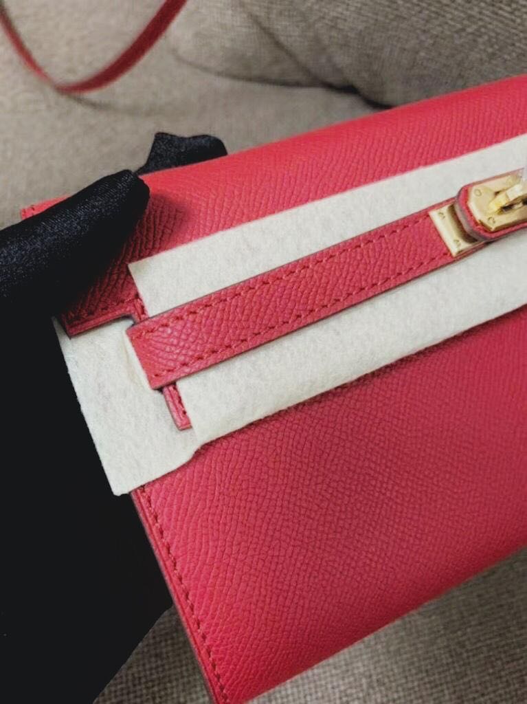 Hermes Kelly To Go with Gold Hardware in Deep Red