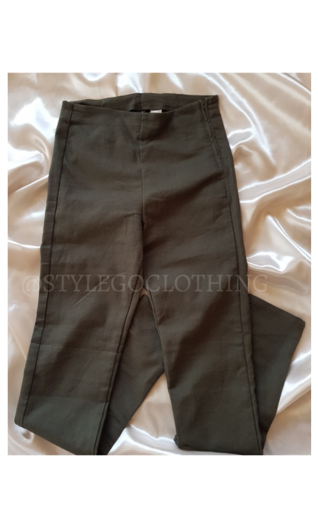 khaki stretch trousers