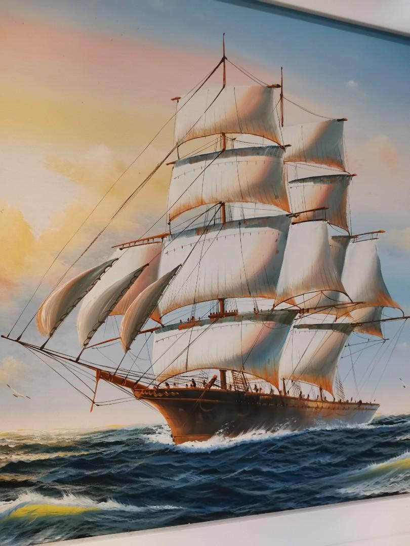 Lukisan Kapal Laut Desain Kerajinan Tangan Karya Seni Di Carousell