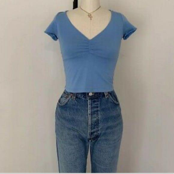 Rare Brandy Melville Gina Top In Powder Blue Women S Fashion Tops Other Tops On Carousell