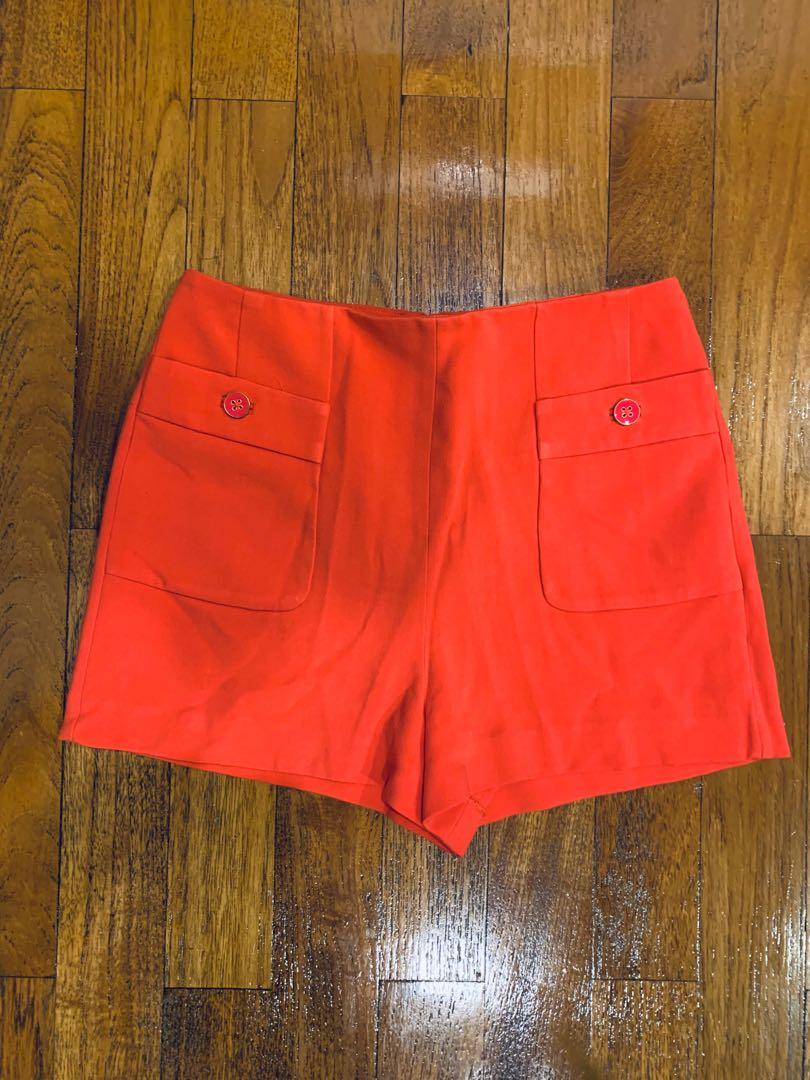 Red button shorts