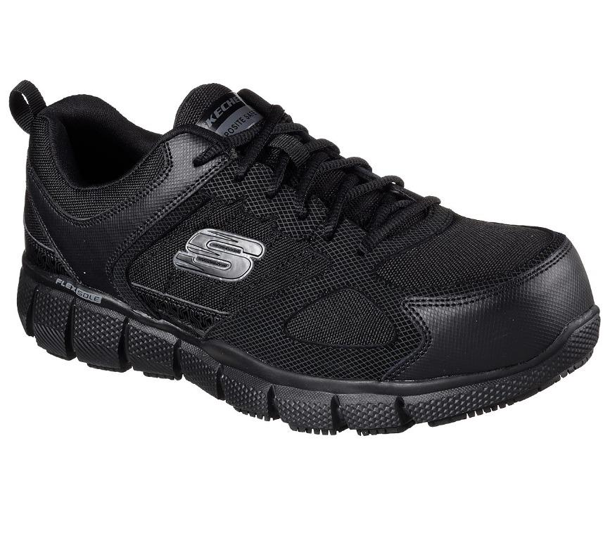 Skechers Work BLK Telfin Composite Toe Safety Shoes 77132, Men's ...