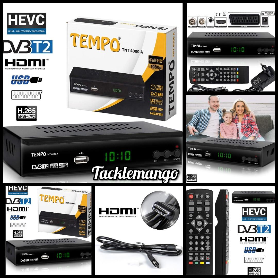 Full HD 1080P, HDMI, SCART, USB 2.0 HEVC/H.265 MPEG4 / 1080i H.264 / MPEG2 1080p Standard - Automatische İnstallation Schwarz hd-line Tempo 4000 A DVB-T2 Receiver 