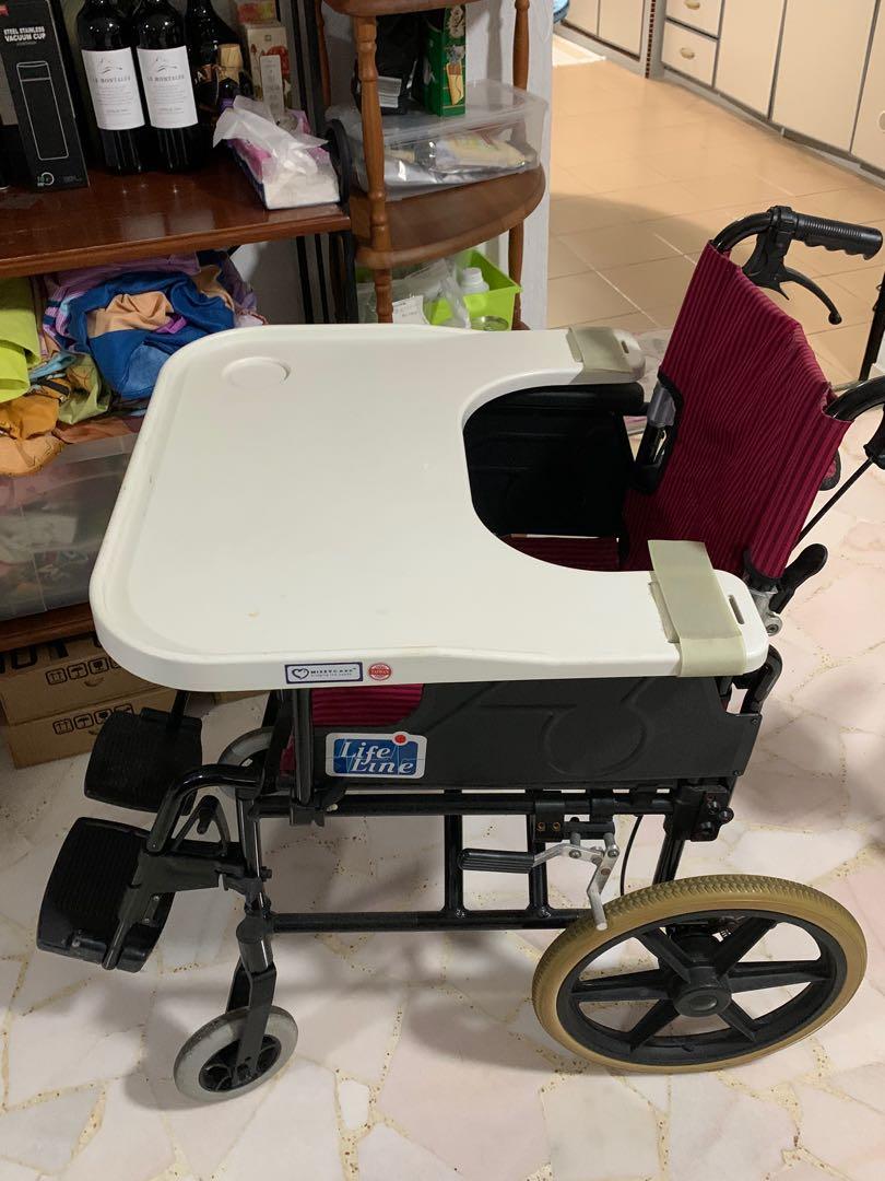 Wheelchair with meal tray, Health & Nutrition, Assistive & Rehabilatory