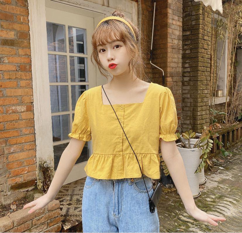 yellow babydoll top