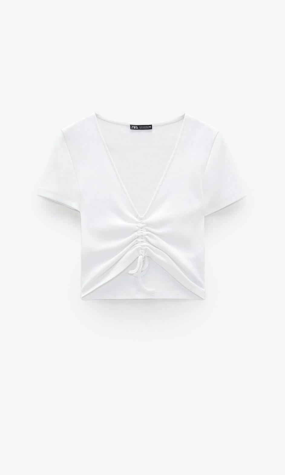 Zara white ruched top clearance