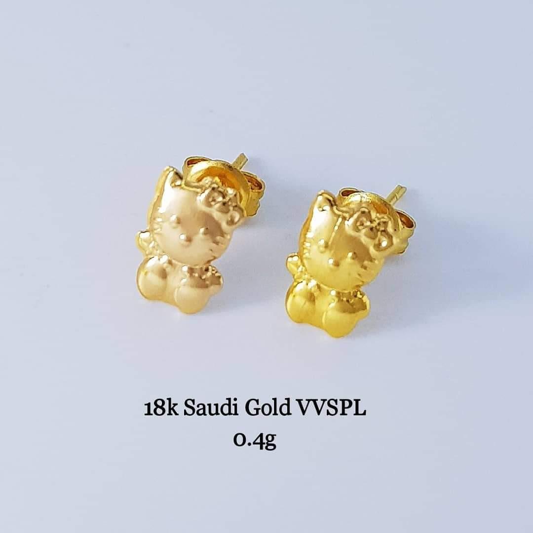 18k Saudi Gold Stud Earrings Vvspl Women S Fashion Jewelry Earrings On Carousell