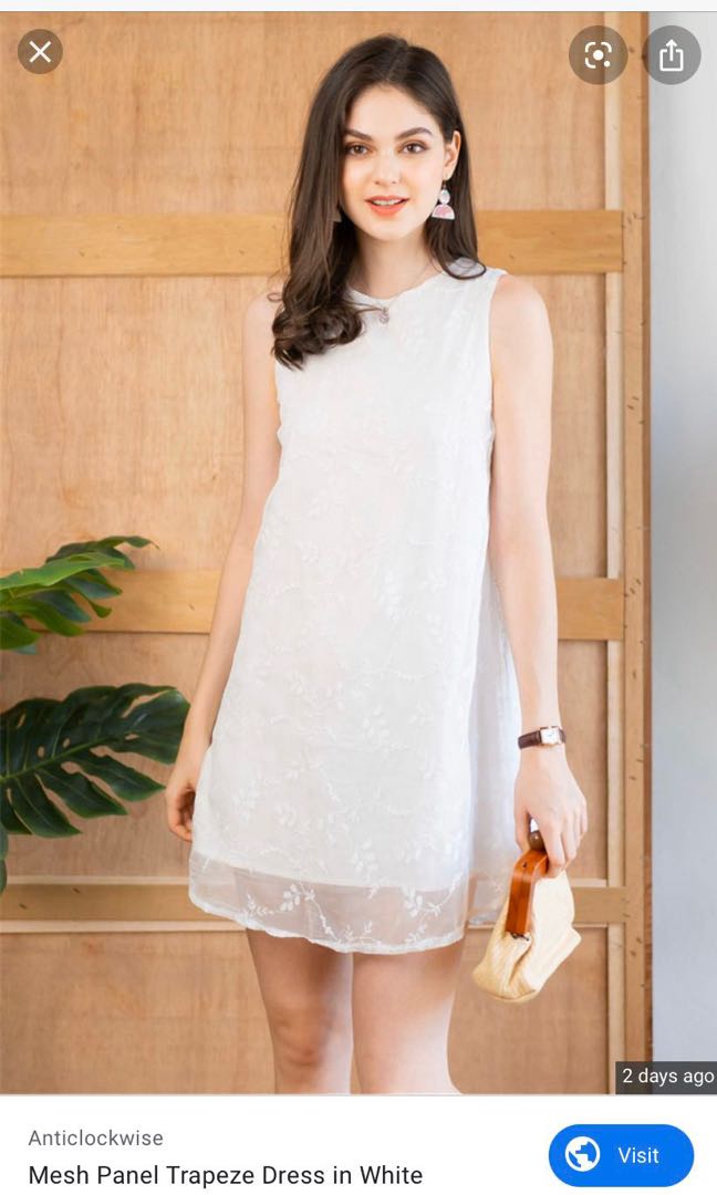 white trapeze dress
