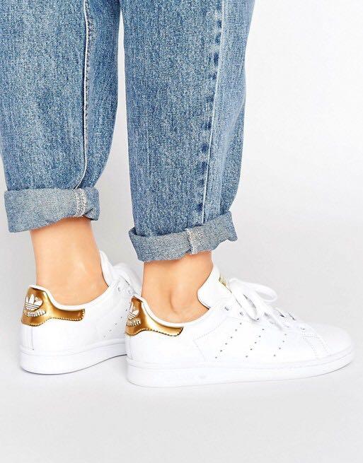 Gold adidas sale trainers
