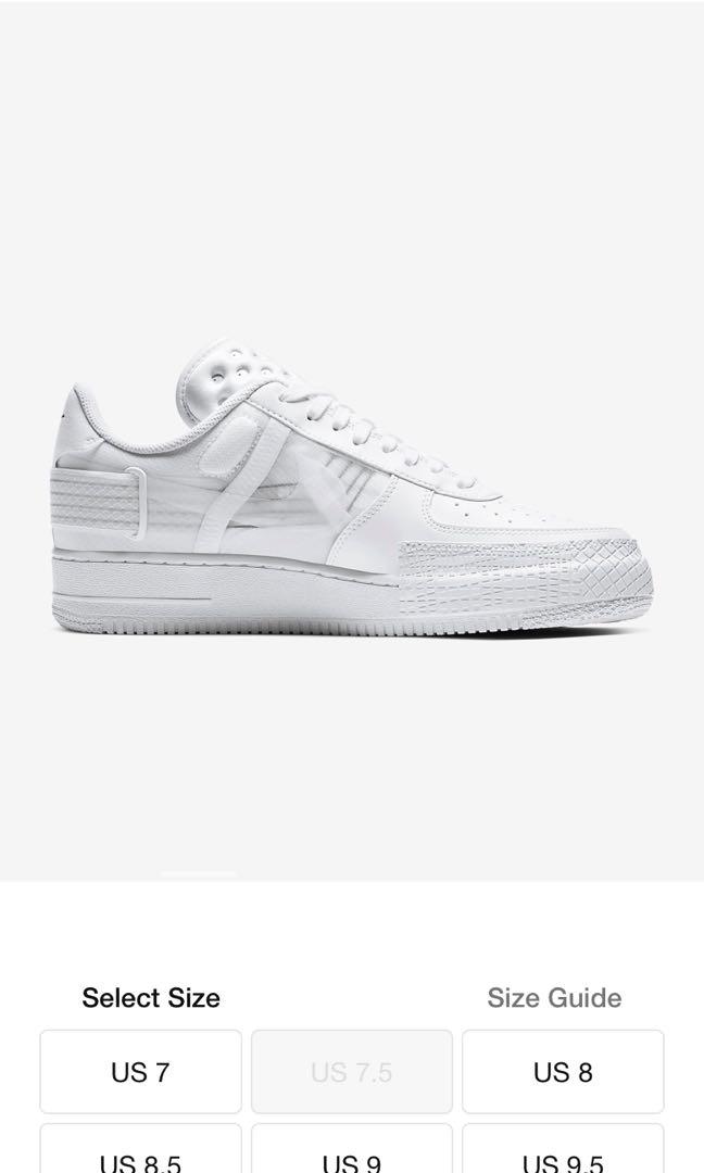 air force 1 type sizing