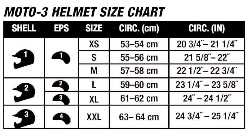 Bell moto 3 size chart 2025