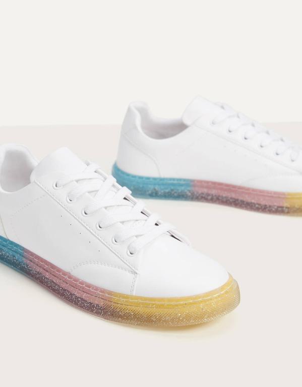 White outlet embellished trainers