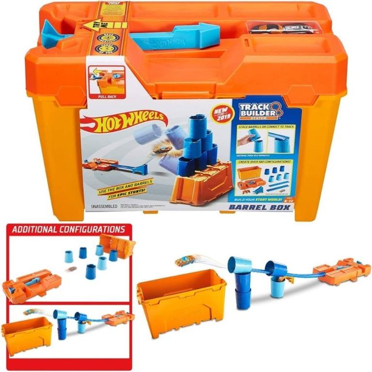 Bn Hot Wheels Track Builder Barrel Box Babies Kids Toys Walkers On Carousell