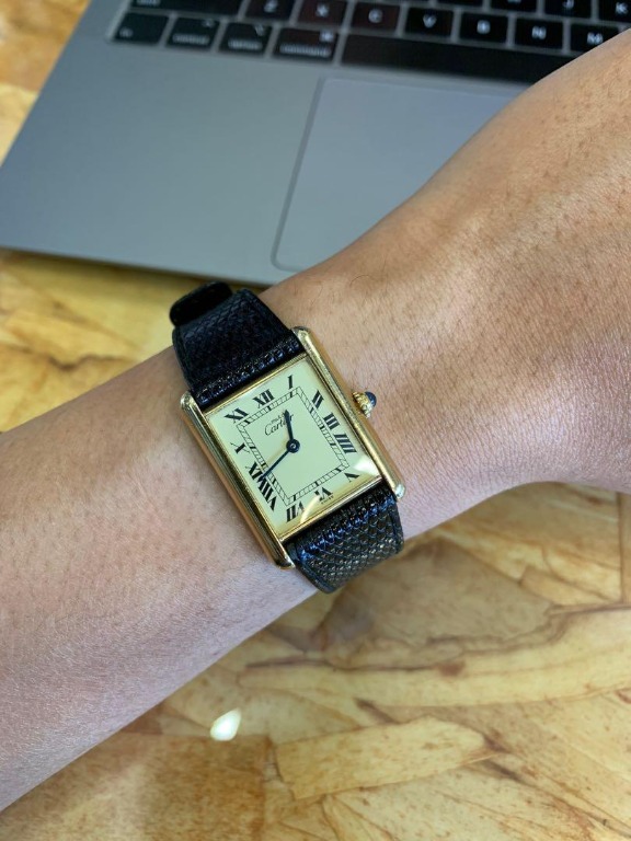 cartier tank vermeil quartz wrist watch