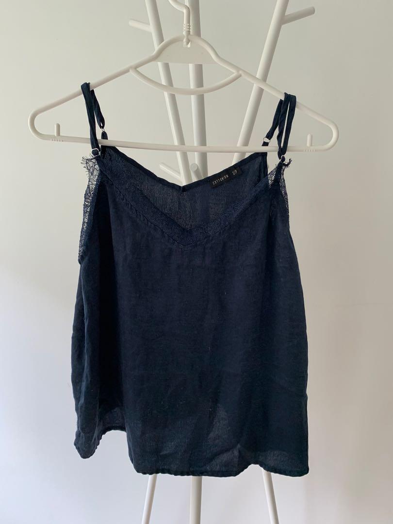 navy blue lace cami