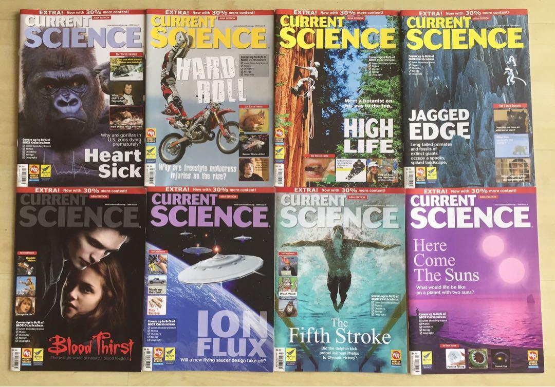 Current Science (Category: Assessment Books) located in Singapore. Submitted by sk8erchar (Listing ID 1026570591, Image 1). Description: Not for the fussy 7 of the magazines have the letter K scribbled on the content page Self collect at Bishan.