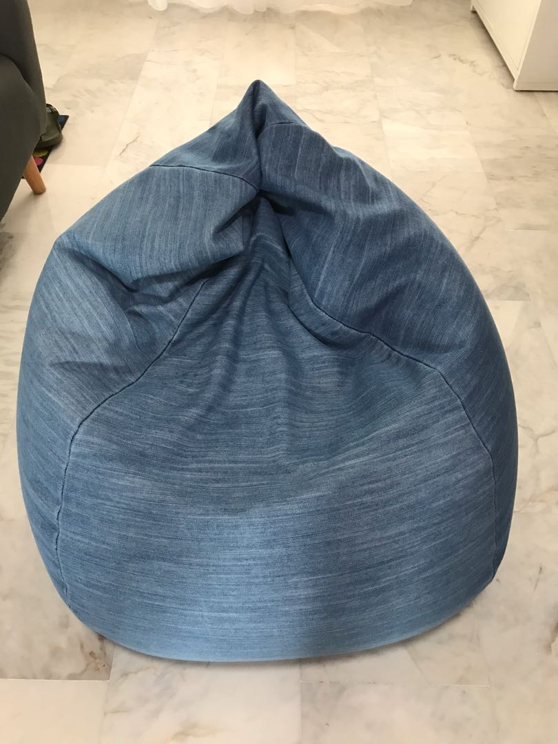 Denim bean bag, Furniture & Home Living, Furniture, Sofas on Carousell